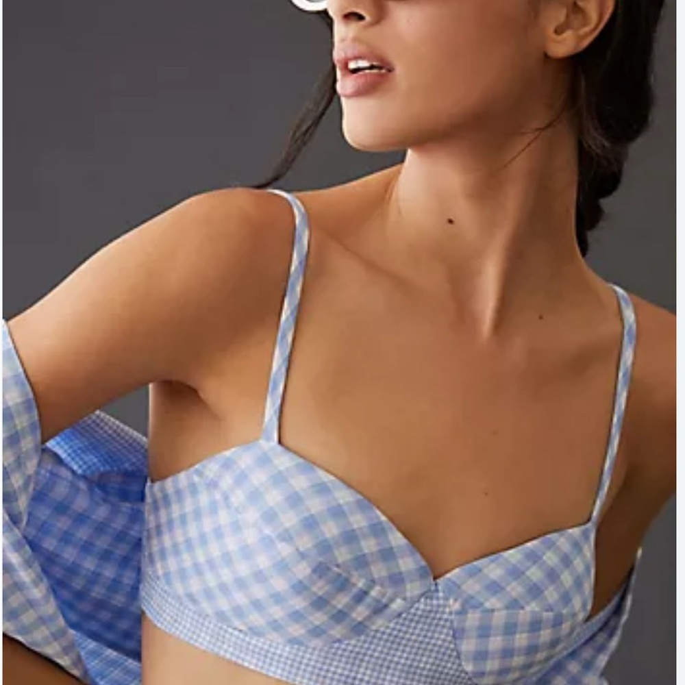Anthropologie Blue Gingham Women's Top - Picture 2 of 6
